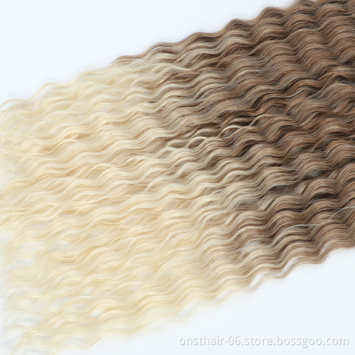 Onst Soft Water Wave Crochet Hair Synthetic Braid Hair  30 Inch Deep Wave Braiding Hair Extension Blonde 27-613